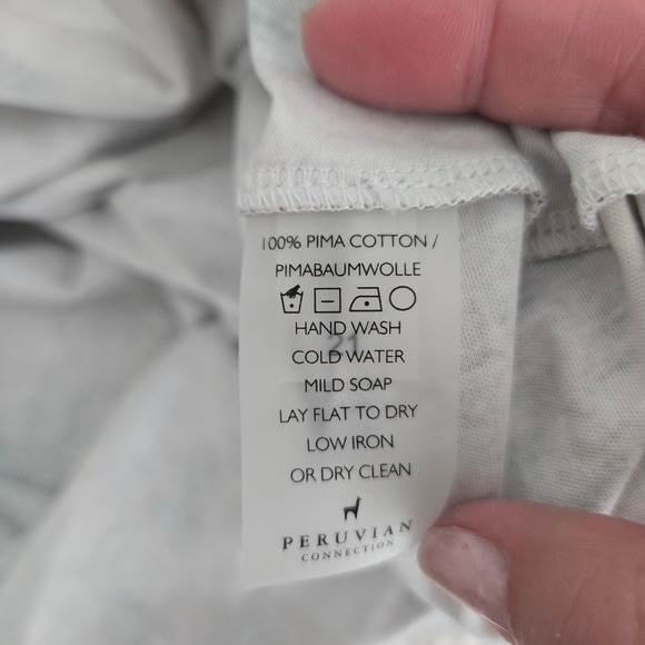 Peruvian Connection Floral Paisley Pima Cotton Long Sleeve Maxi Dress Grey Small - Picture 7 of 8